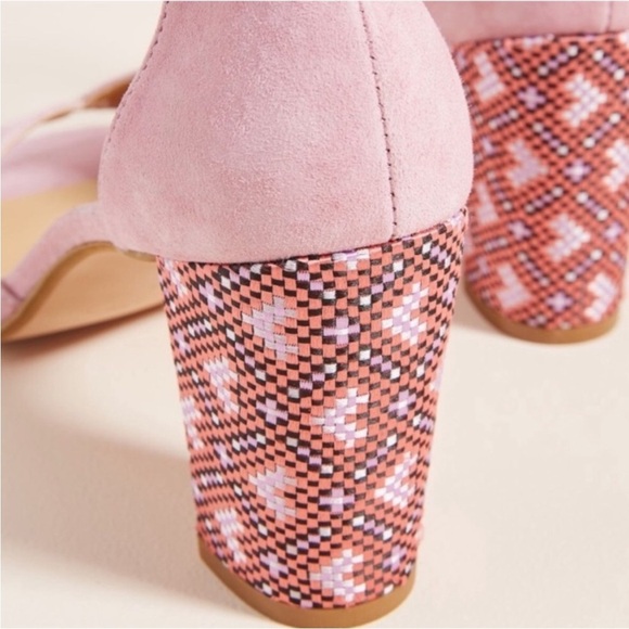 Anthropologie Christie Printed Heeled Sandals 37 Mauve Pink - Picture 2 of 11